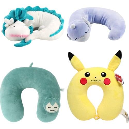 25-35cm Pokemon Anime U Pillow Pikachu Snorlax Dragonair White Dragon Plush Peluche Soft Stuffed Neck Pillow Toys Kids Gift