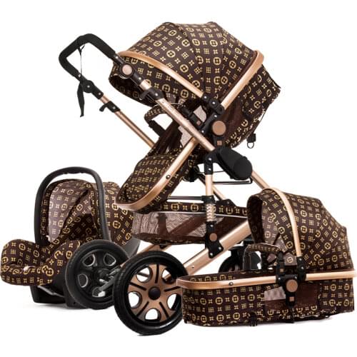 Luxury Baby Stroller Carrier Lightweight Travel Pram High Landscape Baby Stroller 3 in 1 Hot Mom Baby Stroller with Car seat