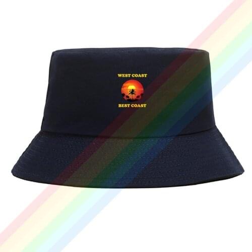 California West Coast Best Coast Sunset Cotton Top Comfortable Bucket Cap Men Women Hiking Fishing Hat Two-side