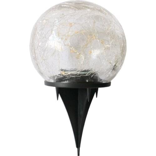 Solar Garden Lights Outdoor Cracked Glass Ball Waterproof Warm White LED Lamp For Garden Decor Yard Art Pathway Patio