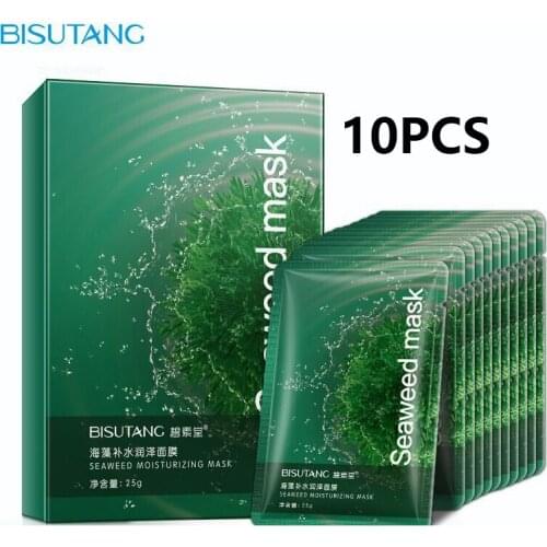Hydrating Facial Mask Thai Seaweed Moisturizing Face Skincare Masks Oil Control Brightening Whitening Skin Tone Anti Age 10PCS P