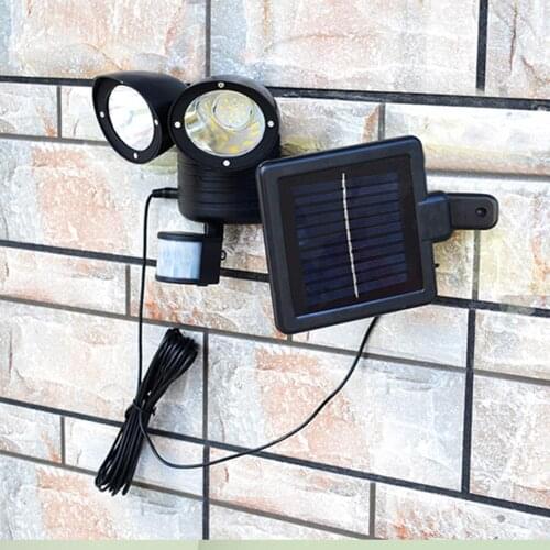 Body Sensor Solar LED Floodlight Light Double Head Outdoor IP65 22LED Garden Landscape Door Light Corridor Garage Spotlight