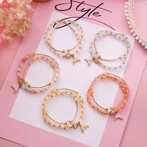 YADA whale Fishtail Cuff Bracelets&Bangles Charms For Women Double Bracelets Crystal Handmade Jewelry beads Bracelet BT200352