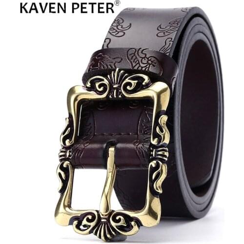 Belts For Women Vintage Floral Real Leather Lady Belt Luxury Designr Genuine Leather Belt Top Quality Strap Female For Jeans