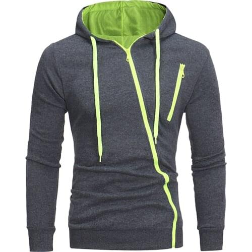 Winter Fashoin Splice Zipper Hoodies Male Slim Fit Long Sleeve Sweatshirts Thicken Draw String Sports Blouse Simple O-neck Tops