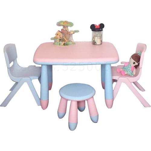 Double Layer Antiskid Childrens Plastic Baby Dining Table And Chair Set Kindergarten Desk And Chair Toy Table 1 Set