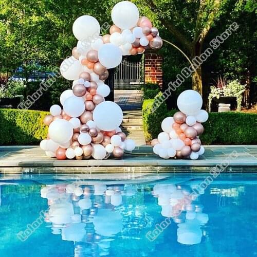 124pcs Retro Pink Latex Balloon Arch Kit Gold White Gold Balloon Garland Birthday Party Background Baby Shower Event Decoration