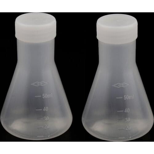2 Pcs Laboratory School Graduated Plastic Conical Flask Erlenmeyer with Cap