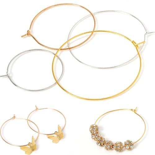 20pcs/lot Big Circle Hoops Earrings Gold Ear Wire Hoops Earrings Wires for DIY Jewelry Making Craft Accessories Wholesale DIY