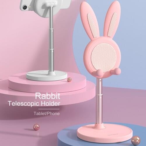 2021 Cute Bunny Phone Holder Desktop Cell Phone Holder Stand Compatible with All Mobile Phone/Tablet Height Angle Adjustable