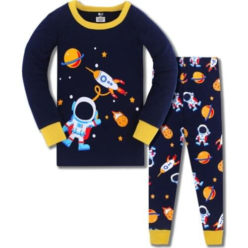 2021 New Cotton Childrens Pajamas Sets Keep Warm Baby Boys Clothes Cartoon Kids Sleepwear Long Sleeve Tops+Pants 2Pcs