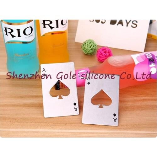 500pcs/lot 2016 New Stylish Hot Sale 1pc Poker Playing Card Ace of Spades Bar Tool Soda Beer Bottle Cap Opener Gift