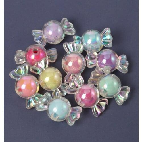 21x12mm Mixed AB Plated Color Candy Acrylic Beads Sweet Sugar Spacer Beads For Jewelry Making Diy Bracelet Necklace Christmas