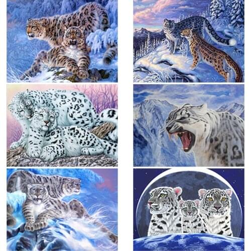 DIY 5D Diamond Painting Snow Leopards Diamond Art Embroidery Scenery Animal Cross Stitch Full Round/Square Drill Home Decor Gift
