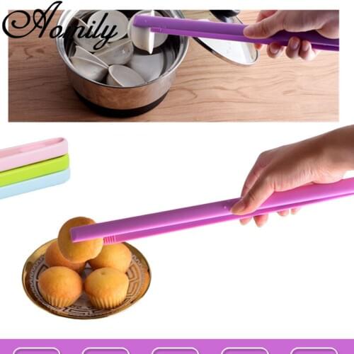 Aomily 30cm Length Bread Food Tong Baking Anti Heat Silicone Clip Salad Tong Pastry Clamp Tongs Barbecue Kitchen Product