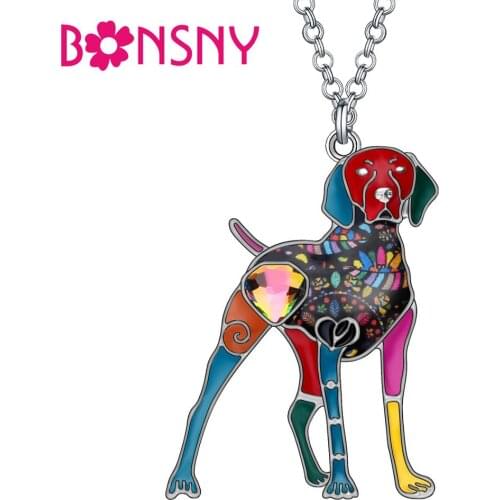Bonsny Enamel Alloy Floral Doberman Dog Necklace Pendant Chain Choker Animal Jewelry For Women Girls Teens Charms Gift Accessory