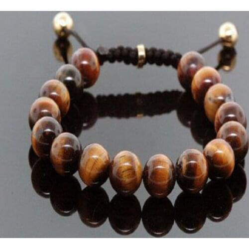 10mm Tiger Eye Stone Beaded Bracelet Men Women High Quality Adjustable Rope Handmade Beads Bracelets Best Gift