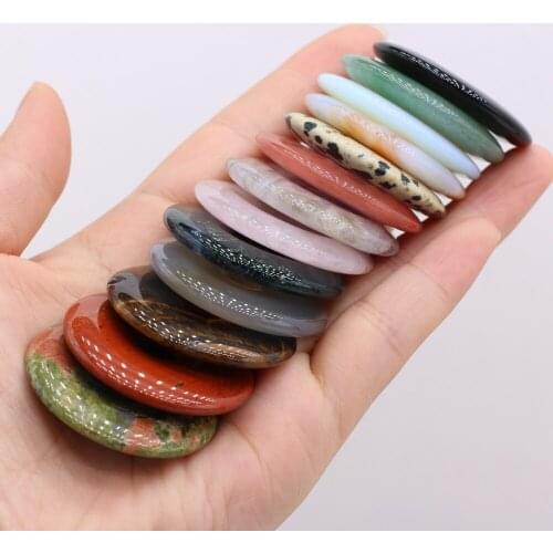 5Pcs Natural Stone Round Semi-Hole Beads Agate Amethyst Beads for Jewelry Making Charm DIY Pendant Necklace Accessories 40x40mm