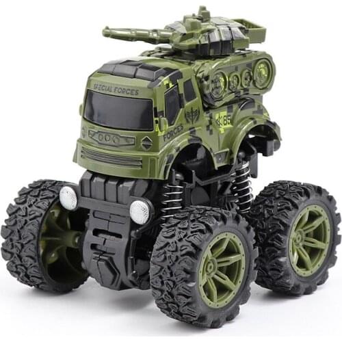 Four Wheel Drive Inertial Military Vehicle Plastic Tank Car Rotating Stunt Independent Spring Kids Baby Toys Children Gift