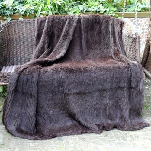 CX-D-10E 150X130CM Custom Made Hand Knitted Rabbit Fur Blanket Throw Blanket DROP SHIPPING