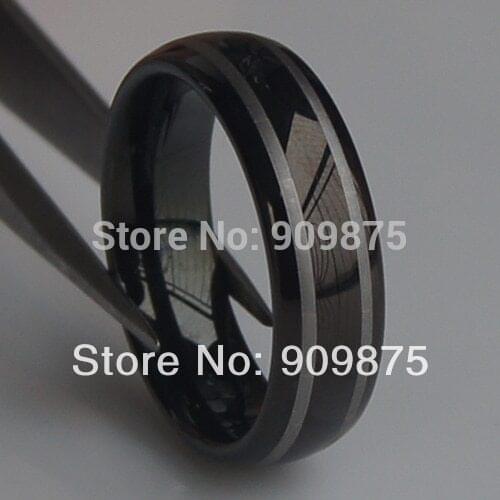 2tone black 6mm men/women hi-tech scratch proof wedding tungsten ring