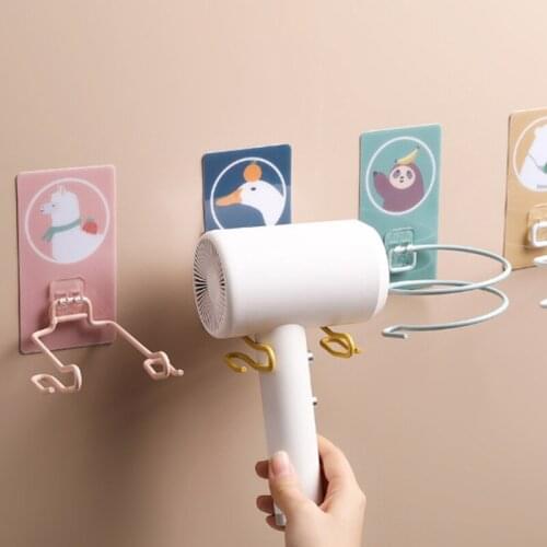 Bathroom Hair Dryer Perforated Wall-mounted Hair Dryer Bathroom Shelf Wrought Iron Hair Dryer Storage Rack Multifunctional Hook