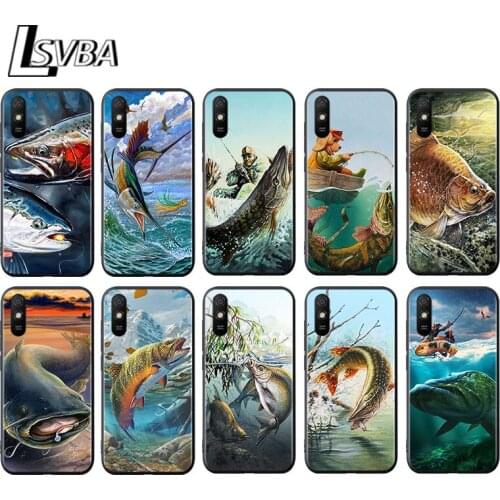 Trout Panel Fish Fishing for Xiaomi Redmi 10X Pro 5G 9A 9I 9T 9 GO K40 K30 K20 Ultra 8 7 6 5 4X Pro Soft Black Phone Case