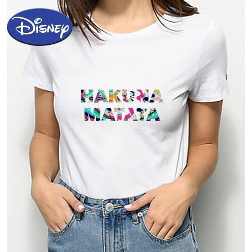 Disney Cartoon Lion King Shirts Hakuna Matata Aesthetic Letter Harajuku Female T-shirt Holiday Casual Women Tops Happy Everyday