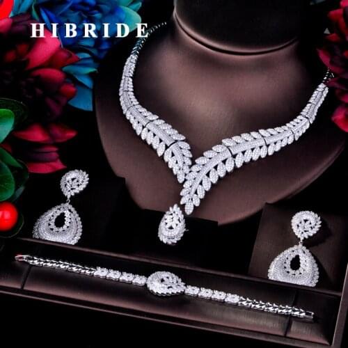 HIBRIDE Fashion Design Big Earring Pendant Full Jewelry Sets For Women Bridal Wedding Accessories Jewelry Gifts N-755