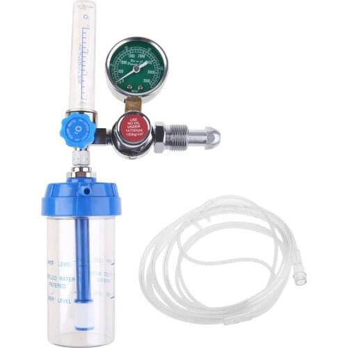 Oxygen Pressure Gas Regulator Inhaler G5/8 Male Thread O2 Pressure Reducer Oxygen Gauge Flow Meter Buoy Type Inhalator