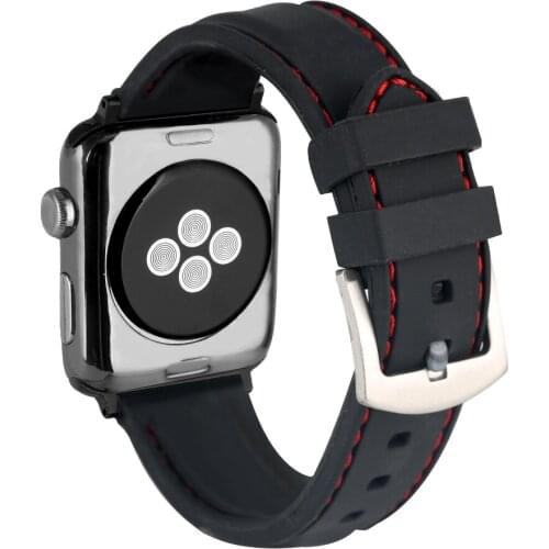 Classic Black Waterproof Apple Watch Strap Practical Silicon Replacement Watches Strap 38/44MM Durable Band for Apple Watch