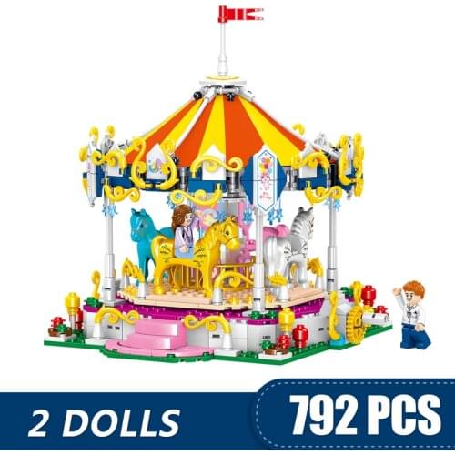 Small Building Blocks Bricks Compatible Friends City Wonderland Park Carousel merry-go-round toys for girls boys kids child gift