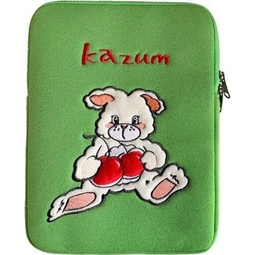 Korea Cartoon Embroidered Bunnies Tablet Bag Sleeve Cover for Ipad Air 13/14/15Inch Laptop Storage Bag Cute Girls IPad Inner Bag