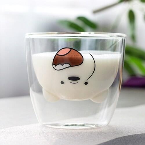 Cat Claw/Paw Cup Double Glass Coffee Mug Cartoon Cute Cat Milk Juice Cup Home Office Cafe Tazas Best Gift for Festival