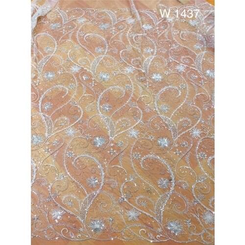 French Bridal Sequin Beaded Lace Fabric Embroidery Tulle Lace Fabric For Wedding Dress 10 yards/Lot