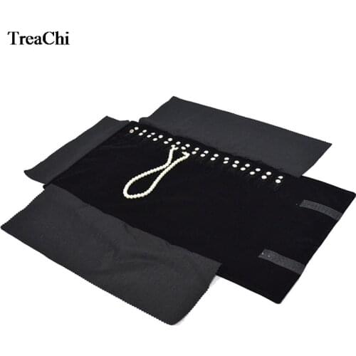 Fashion Velvet Necklace Jewelry Travel Roll Bag 16Pcs Pendant Organizer Display Pouch Bracelet Chain Necklace Packaging Roll Bag