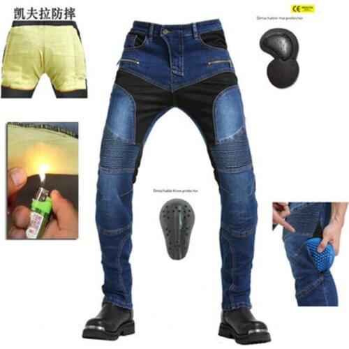 Motorcycle Riding Jeans Protective Pants Motocross Racing Denim Jeans With Mesh Fireproof Aramid Fiber Inside Knee Hip Pads Gear