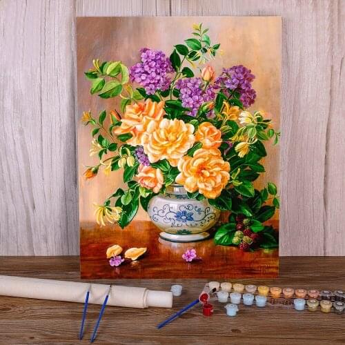 Cartoon Flowers Rose Sunflower Painting By Numbers Package Oil Paints 50*70 Paiting By Numbers Home Decoration For Art