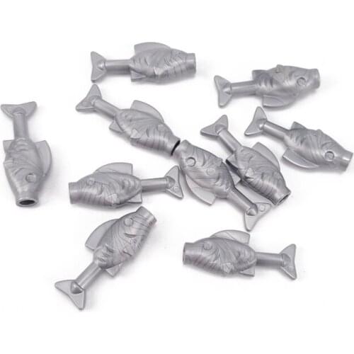 10pcs MOC City Fish Fishes Model Set Grey Educational Toys For Children Food Accessories Animals Figure City Building Blocks Toy