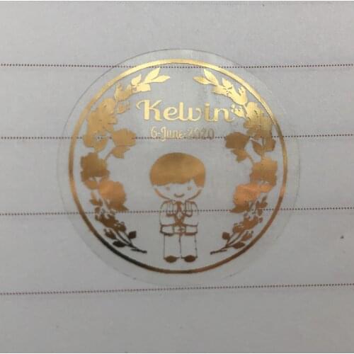 50 Personalized boy My First Holy communion souvenirs stickers Silver My baptism thank you box seals transparent labels