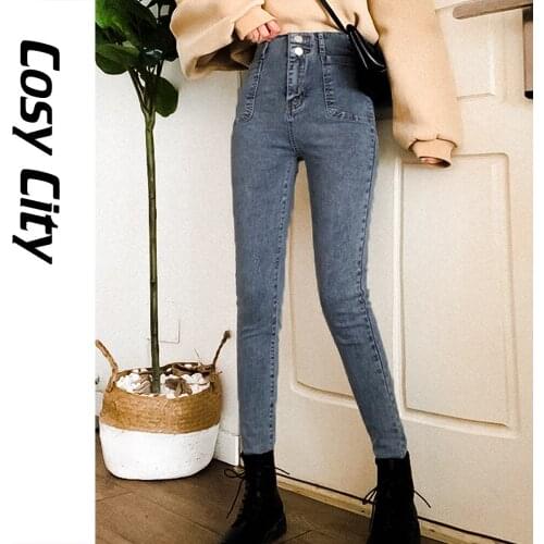 2021 New Fashion High Waist Corset Skinny Jeans Classic Pencil Pants For Women Girls Denim Lady Trousers