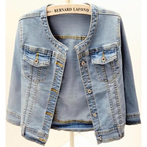 New Ladies Denim Jackets Slim Fit Jeans Coat Classical Jackets three quarter Sleeve Casual Jackets Women