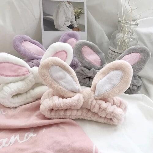 1Pcs Fashion Women Girls Rabbit Ears Hairband Elastic Headdress Hair Accessories Cotton Makeup Tools