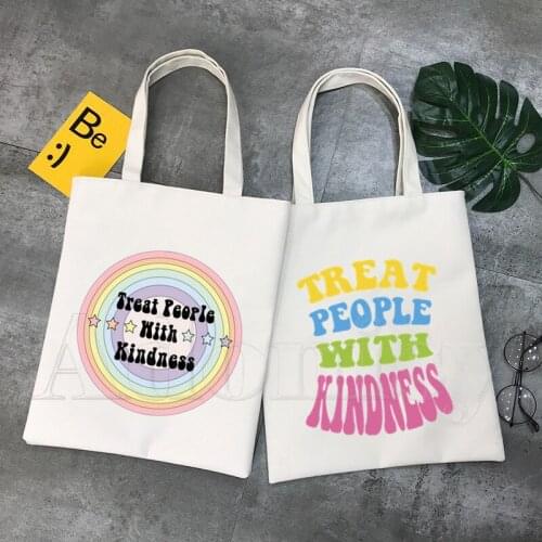 TREAT PEOPLE WITH KINDNESS Shopping Bag Grocery Shopper Jute Bag Shopping Tote Bag Shoping Reusable Bolsa Compra Sacolas