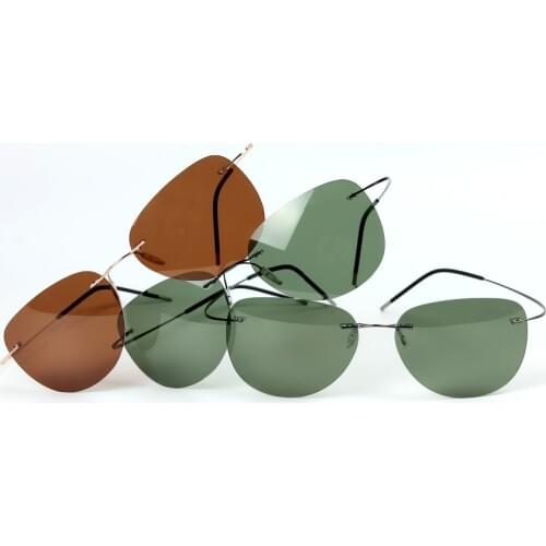 GENUINE Brand B Titanium Ultra light Rimless brown sunglasses Polarized NV Driving mens Sunglasses designer SPORT sun glasses