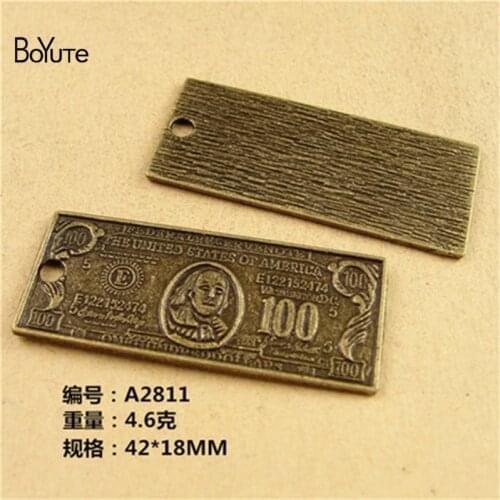 BoYuTe (40 Pieces/Lot) 42*18MM Antique Bronze Plated Zinc Alloy Dollar Bill Charms Pendant for Jewelry Making Accessories Diy
