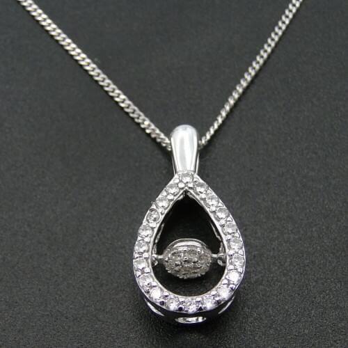 Dancing Diamond Pendant Silver Jewelry Sterling Silver Pendant CZ Crystal Pendant Wedding Necklace Engagement gift without chain