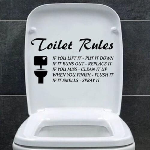 29x16CM Toilet English Stickers Home Public Places Transparent Removable Decoration DIY Art Home Bathroom Sticker Rules LL1053