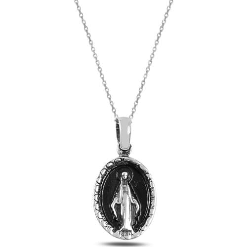 Silver virgin mary necklace