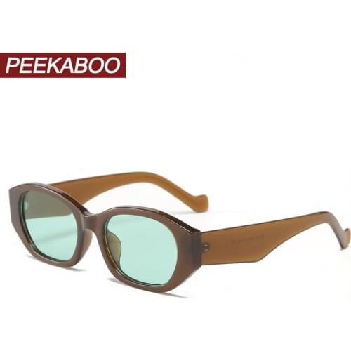 Peekaboo mens oval sunglasses retro vintage green brown polygon square sun glasses for women uv400 summer style 2022